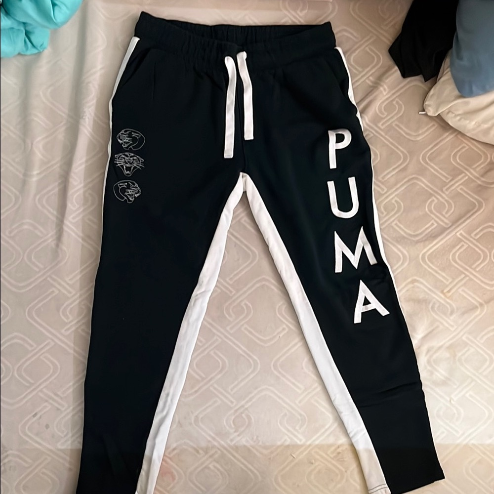 PUMA Black Sweatpants with White Accents